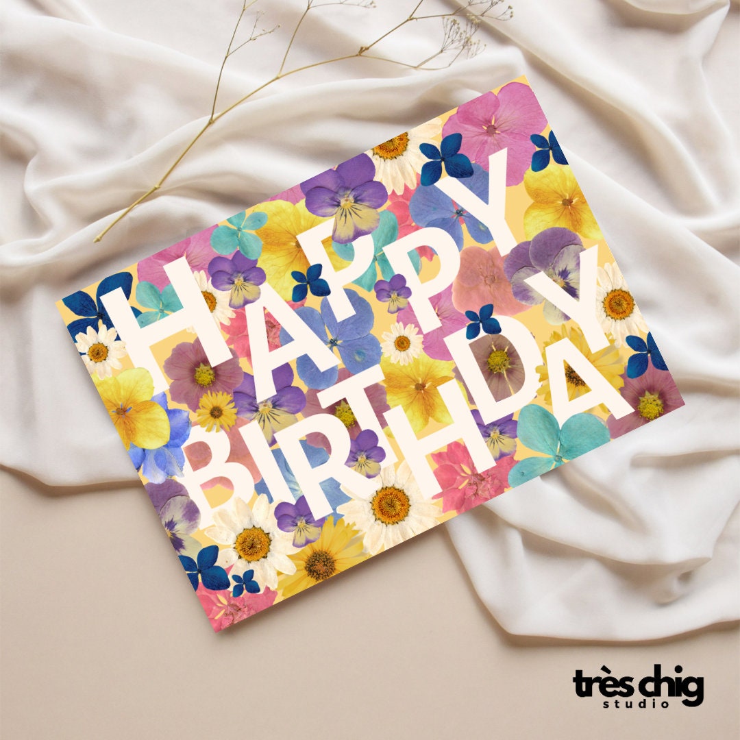 Happy Birthday Blumen | Postkarte