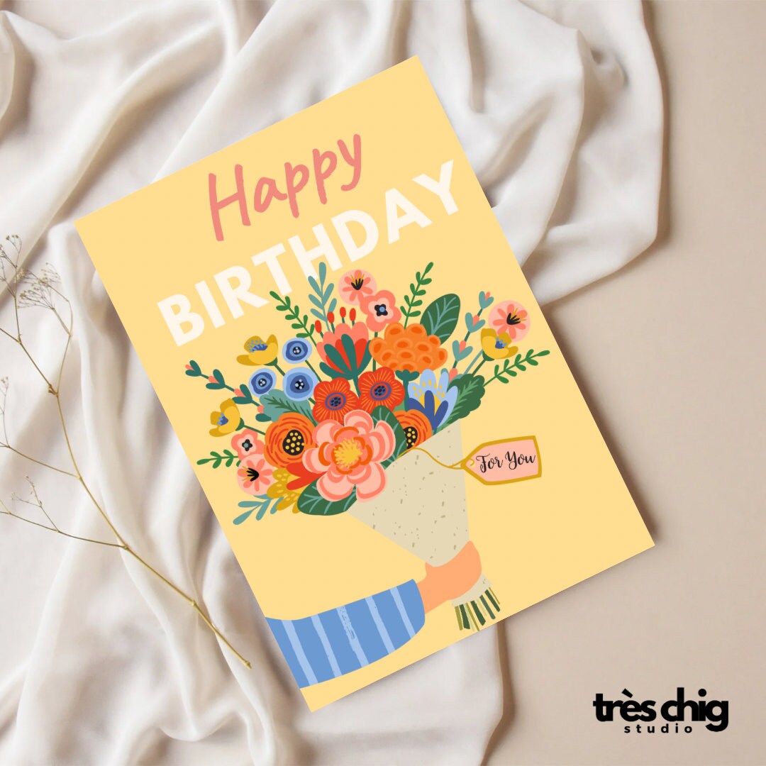 Happy Birthday Blumenstrauß | Postkarte