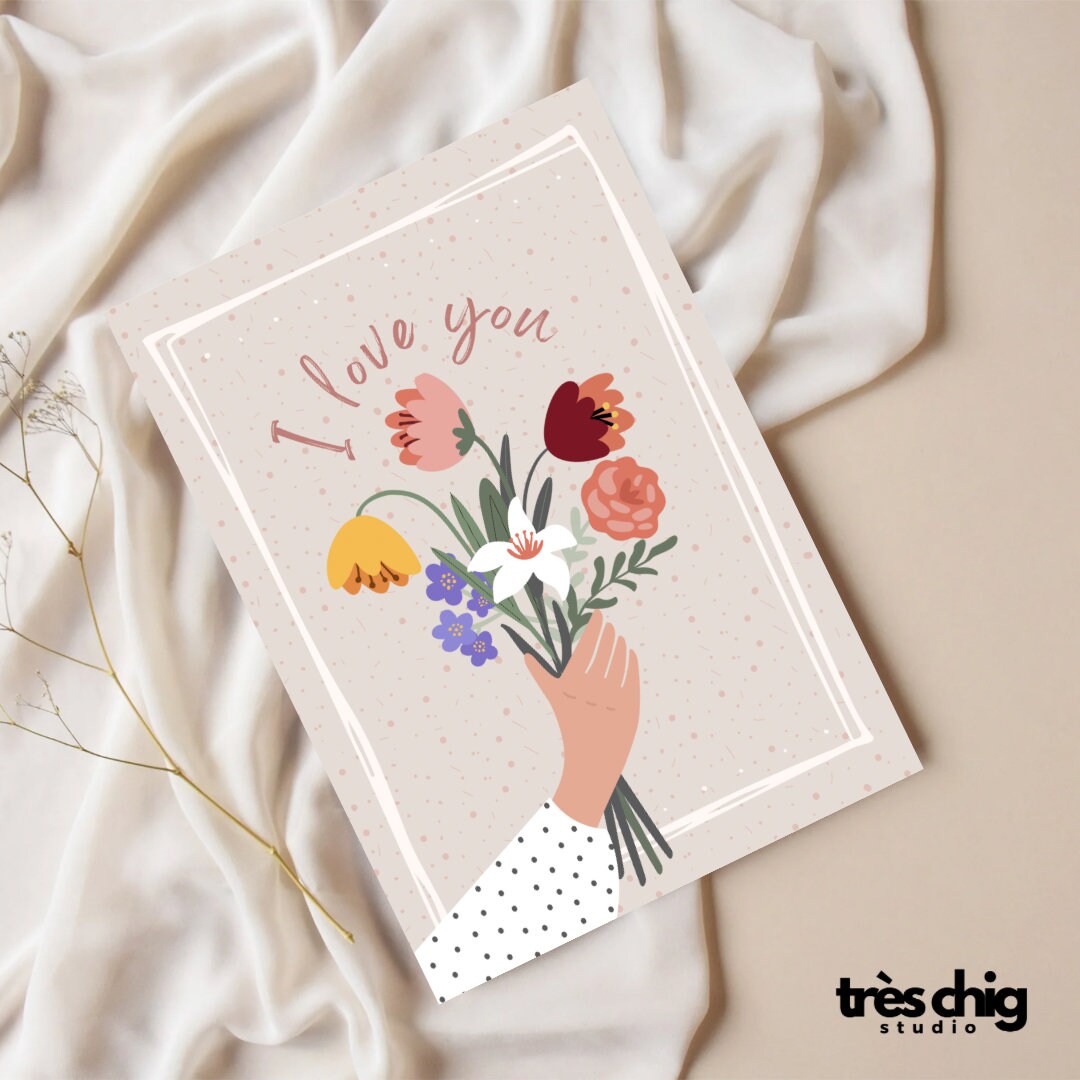 I Love you flowers | Postkarte