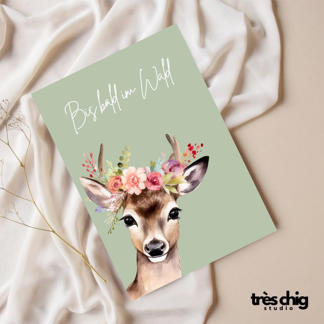 Bis bald im Wald Reh | Postkarte