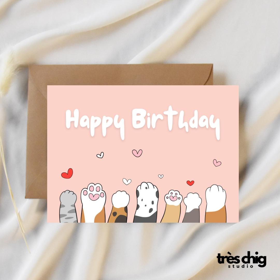 Birthday Katzenpfoten | Postkarten