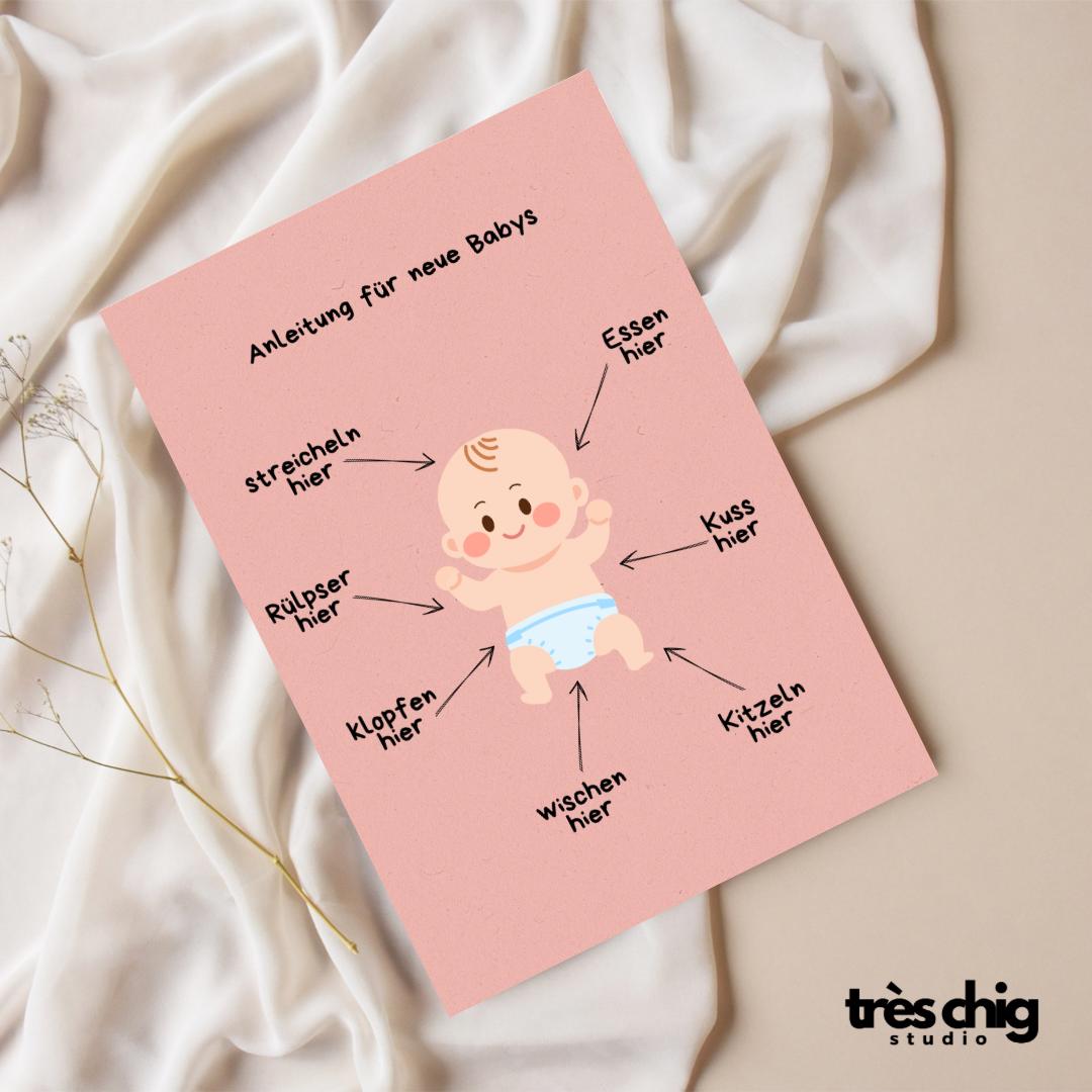 Anleitung neues Baby | Postkarte