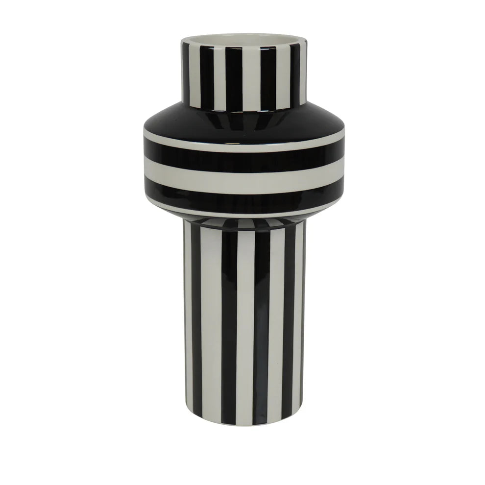 Schwarz-weiße Vase im Art-déco-Stil
