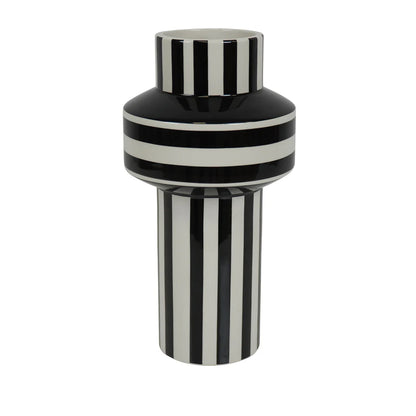 Schwarz-weiße Vase im Art-déco-Stil