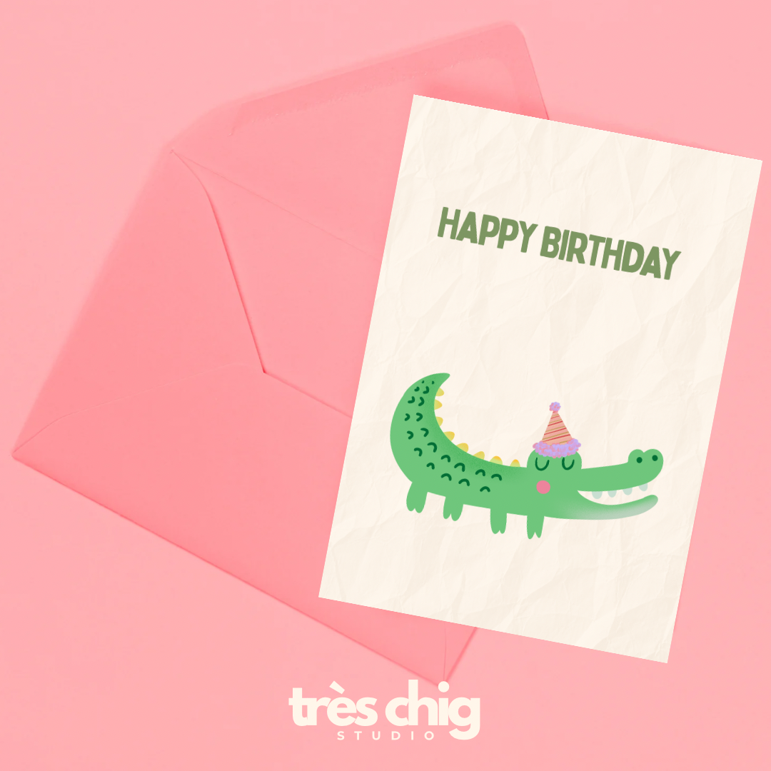 Happy Birthday Krokodil | Postkarte