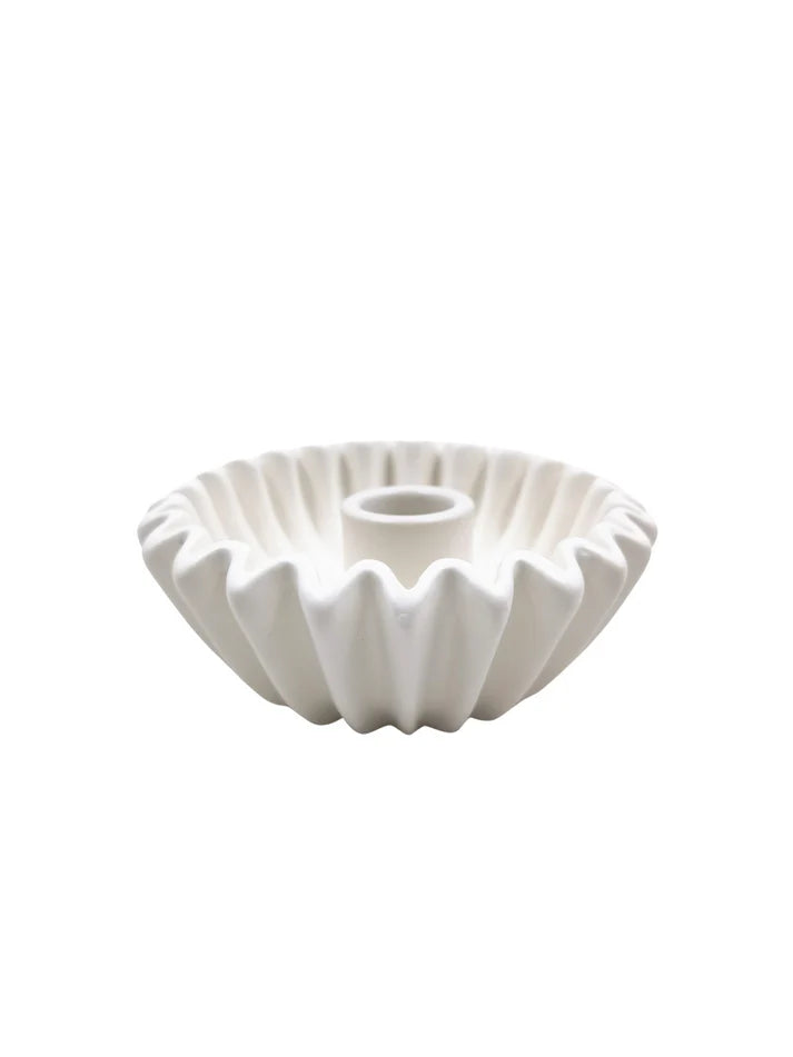 Candle Holder "Pleated Bowl" in White - Tres Chig Studio
