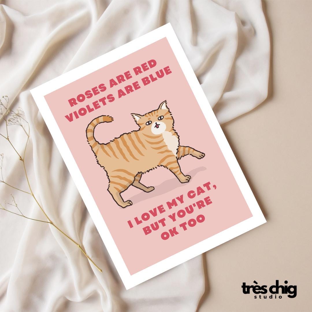 love my cat, you are ok too | Postcard